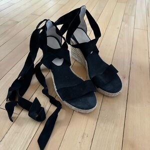 Black Espadrille Wedge Sandals